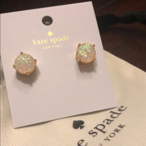 kate spade Jewelry - Kate Spade Glitter Opal Gold Earrings